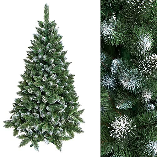 Kiefer mit weißen Nadeln Weihnachtsbaum künstlich, grüner Stamm, Material PVC, inkl. ständer, 220cm