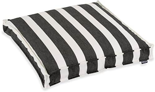 H.O.C.K. Classic Streifen Outdoor Sitzkissen Größen (50x50x5cm, Schwarz)