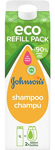 JOHNSON'S Baby Shampoo Ökologische Nachfüllpackung aus Karton, für Kinder und Babys, ohne Alkohol und Seife, umweltfreundlich, 1 l