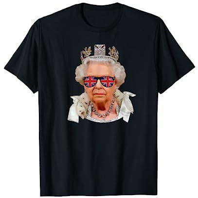 Elizabeth II Sonnenbrille Britische Union Jack Funny Queen Meme T-Shirt