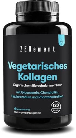 Collagène Végétarien de Membrane d’Œuf Biologique –Source Naturelle de Glucosamine, Acide Hyaluronique et Chondroïtine, avec Extraits Botaniques –Pour Articulations et Peau –120 Gélules Végétariennes