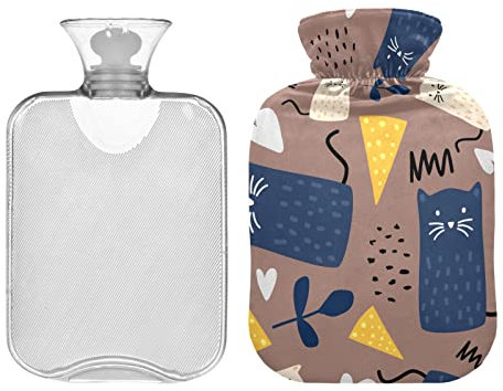 Mnsruu Wärmflasche, Cartoon-Tiere, Wärmflasche mit weichem Bezug, tolles Geschenk für Frauen, Kinder, Weihnachten, 2 l