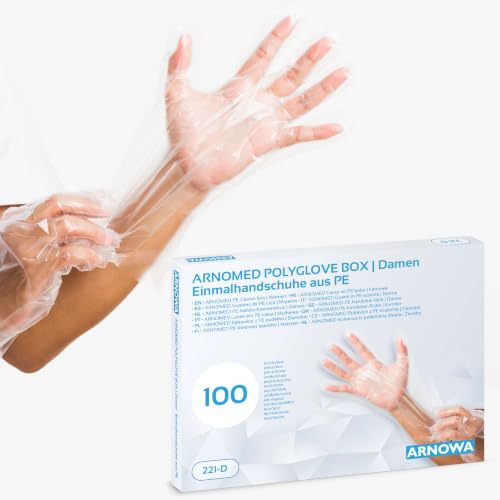 1000x ARNOMED® PE Einmalhandschuhe Damen, Einweghandschuhe in der Box | Plastik Einweghandschuhe, Plastikhandschuhe zum Haare färben, Dieselhandschuhe, Bäckerhandschuhe, Lebensmittelhandschuhe