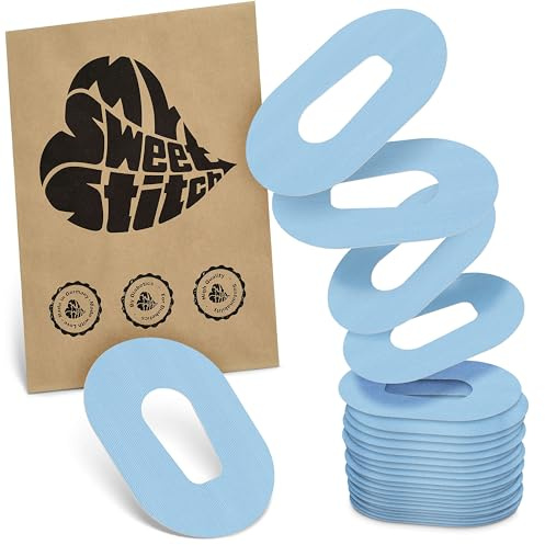 MySweetStitch 25 Ringpatches für Dexcom G6/ONE oval Ice Blue | Stabilisiert ablösende Ränder, Mitte bleibt frei, wasserfest und flexibel, bis zu 15 Tage Halt