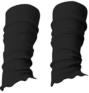 The Fancy Dress® Women Fancy Stylish Acrylic Leg Warmers Plain Fluorescent 80s Party Neon Ballet Dance Ice Skating (Black)