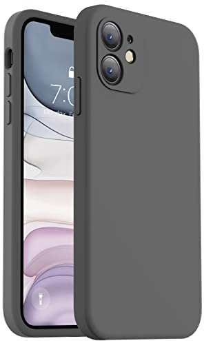 Vooii Compatible with iPhone 11 Case, Upgraded Liquid Silicone with [Flat Edges] [Camera Protection] [Fit for Battery Charger Cases] Phone Case for iPhone 11 6.1 inch - Dark Grey