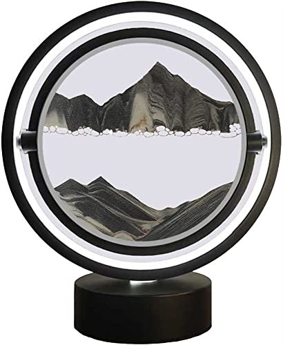 Lampe De Peinture De Sable Cadre De Sable Mouvant 3D avec Lumières Peinture De Paysage De Sablier Rotatif À 360 ° Adaptée À La Décoration De La Maison, du Dortoir Et du Bureau 3.11 (Color : Noir)