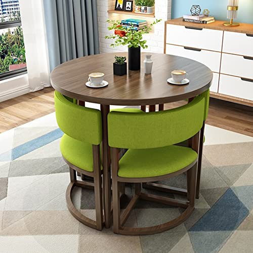 Esstisch rund 80 cm Couchtisch und Stühle Set 5-teilig kleiner Raum Büro Konferenztisch Seminartisch Wohnung Arbeitszimmer Balkon Küche Salon Café Lounge Bankettstühle Essecke Frühstücksecke ( Color :