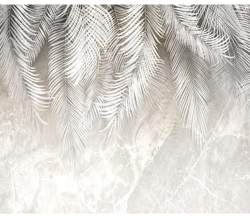 decomonkey Fototapete Pflanzen 350x256 cm Design Tapete Fototapeten Vlies Tapeten Vliestapete Wandtapete moderne Wand Schlafzimmer Wohnzimmer Blätter Baum Laub Natur Grün Beige