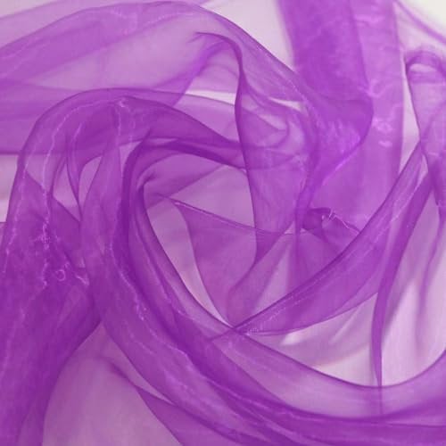 TOLKO Organza Stoffe zum Nähen Meterware | Hauch Zart, Fein, Durchsichtig | zum Dekorieren Basteln 145cm breit | leichter Glanz Stoff für Gardine Vorhänge Tischdecken Deko Schals (Violett)
