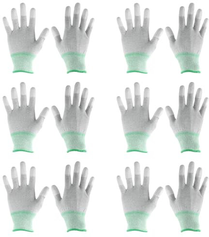 sourcing map 6 Pairs ESD Anti Static Gloves 20cm Thickened High Resistance Carbon Fiber Computer Gloves for PC Computer Electronics Installation and Repair(Medium), Green