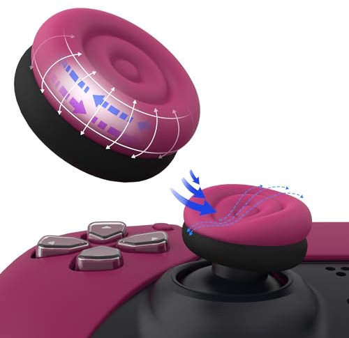 PlayVital Copri Levette Analogiche per ps5,per ps4,Thumbs Cushion Caps Cover per Xbox Series X/S,Copri Analogici per Xbox One S/X/Elite Series 2,Gommini per Switch Pro Controller-Rosso&Nero