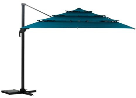 Hespéride - Parasol déporté rectangulaire multi-toile melhia bleu canard 4 x 3m en aluminium acier et oléfine