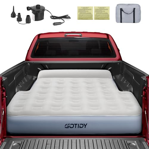 GOTIDY Kurze LKW-Bett-Matratze 1,5–1,7 m für mittelgroße Pickup, LKW-Bett, Luftmatratze für Tacoma Honda Ridgeline Jeep Gladiator JT 1,5 m, kabelgebundene Luftpumpe, übergroße Tragetasche