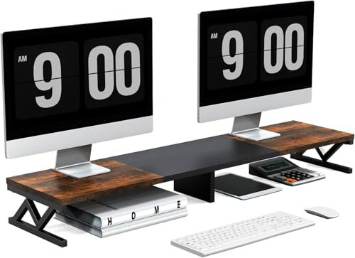 HARVISON MILLER - Elevador Monitor Madera - Soporte Monitor Madera - Soporte Madera Grande - Elevador Monitor Escritorio - Soporte Monitor Grande - 100x24x11.5CM