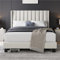 Yaheetech Letto Imbottito 140 x 200 cm Matrimoniale Testiera a Strisce con Rete a Doghe in Legno e Metallo Struttura Letto a Piattaforma Antirumore Montaggio Facile e Veloce Beige
