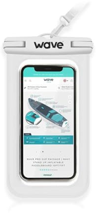 WAVE Waterproof Phone Case, Universal Underwater Dry Pouch with Lanyard, IPX8 Submersible & Touch-Sensitive, Fits Most Smartphones, White