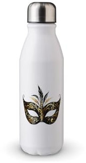 MAXIKIWI - Single Wall Water Drinking Bottle with Screw Cap, Non Insulated Lightweight Aluminium, BPA Free, Leak-Proof - Happy New Year 224-500ml