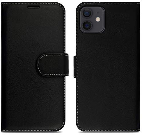 Case For iPhone 12/12 Pro - PU Leather Flip Protective Book Cover Women Men For iPhone 12/12 Pro Black