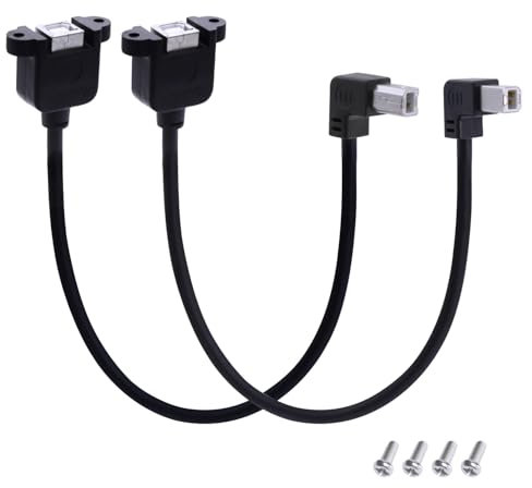 LANMINGLEL Cavo per stampante USB corto a 90 gradi USB 2.0 tipo B femmina a 90 angoli B cavo scanner, cavo con fori a vite, design per schede madri industriali, computer portatili (sinistra e destra)