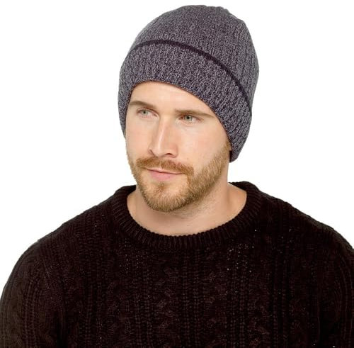 A2Z Herren-Mütze, gedrehtes Garn mit Sherpa-Futter, Strickmütze, langlebig, stilvoll, Winter, warm, kaltes Wetter, gemütlich, bequem, leicht, atmungsaktiv, lässig, für den Außenbereich, anthrazit,