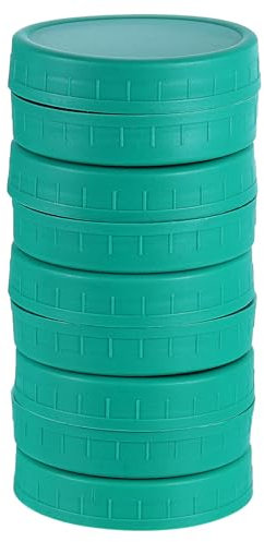 sourcing map 9 Pcs Mason Jar Lids, Wide Mouth Plastic Lids with Silicone Rings, Food Storage Caps Jar Lids for Mason Canning Ball Jar, Dark Green