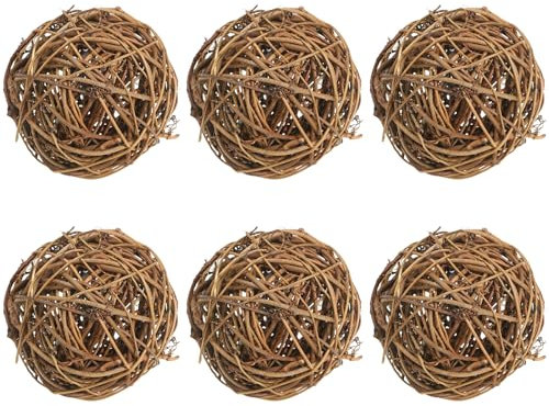 PATIKIL 3 Zoll Dekokugel Rattan, 6 Stück Dekokugeln für Tischdekorationen Hochzeit Party Zuhause Dekor DIY Handwerk, Verwitterter Baum