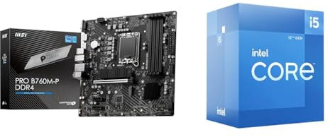 MSI PRO B760M-P DDR4 Scheda Madre + Intel S1700 CORE i5 12400 BOX 6x2,5 65W GEN12, Black