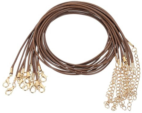 sourcing map 20pcs Waxed Necklace Cord Bulk, 18 Inches and 2mm Dia Necklace String Rope with Clasp for Pendants, Bracelets, Necklaces, Jewelry Making Beading Supplies,Deep Brown