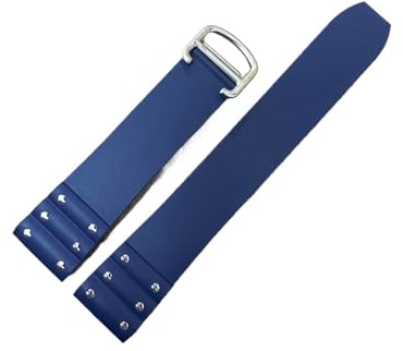 WTNZBAEM Kompatibel mit Cartier Santos Strap Silikonarmband Gummiarmband for wasserdichtes Gummiband 21 mm Schwarz Blau Armband(Blue silver clasp)