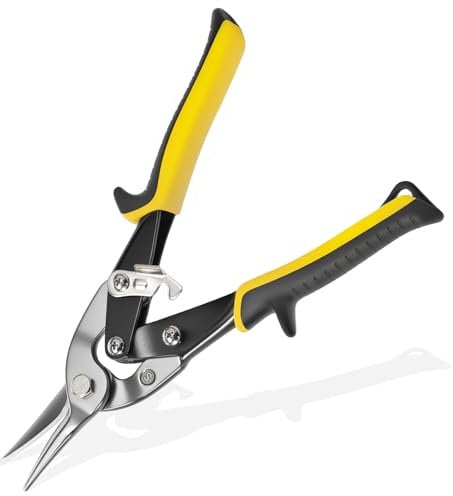 Forbici per metallo, 26 cm, in acciaio al cromo vanadio, dritte con manico antiscivolo, per cartongesso, set professionale per la produzione di carrozzeria, cartongesso, lavorazione lamiera