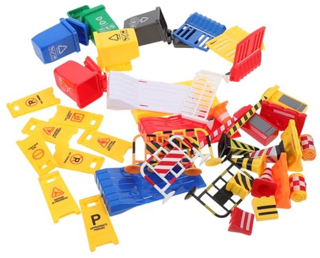 Mikinona 40 Piezas de Tráfico Miniatura con Conos y Papelera Juguete Educativo Seguridad Vial para de Urbanas