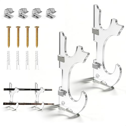 lemgyiamz Support Katana, Support Katana Mural 2 Niveaux, Sabre Laser, Porte-Katana Acrylique Transparent Réglable pour Sabres Katana Sabre Laser Salon, 35x10 cm