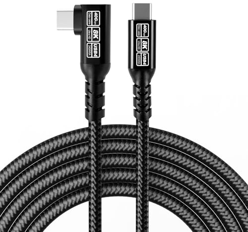 Lizoak USB C to USB C Cable 1.5m, Thunderbolt 4 Cable, 240W USB 4 Right Angle Cable, 90 Degree, 40Gbps Data, 8K@60Hz, USB C Display Compatible for Thunderbolt 4, Phone, Pad, Tablet, Monitor