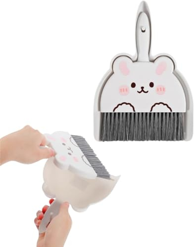 FUyanen 1 Ensemble Mini Pelle et Balayette de Table,Balai à Main Portable avec Petite Pelle à Poussière et Brosse pour Nettoyage des Miettes sur Bureau,Clavier,Table de Chevet,Canapé(23x18cm)