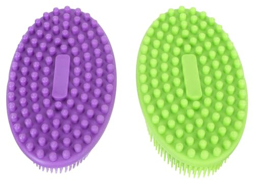 MOBUTOFU 2pcs Bathing Brush Silicone Head Cleaning Brush with Comfortable Handle and Simple Shape Multipurpose for Cradle Cap Treatment and Gentle Scalp Massage