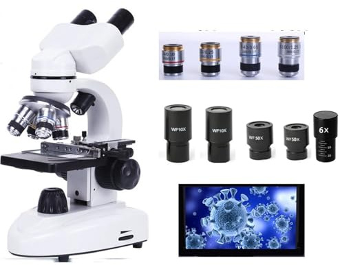 Mikroskop, 30000X biologiskt HD-kikarsikte digitalt laboratoriekikarsikte med 10X och 50X okular for labbet