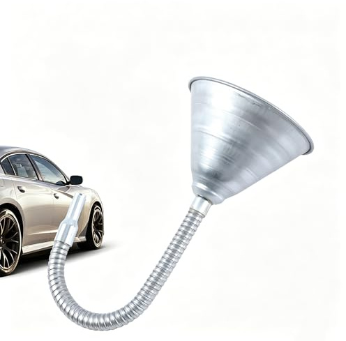 Entonnoir Flexible Métal 440mm avec Filtre, Outil de Vidange Huile pour Voiture Essence Diesel