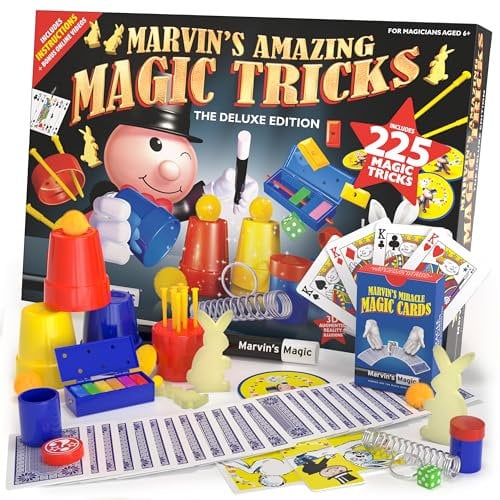 Marvin's Magic - Kids Magic Set - With Wand, Card Tricks and More - Kids Toys, Games, Family Games for Age 6, 7, 8, 9, 10+ - Box of 225 Magic Tricks
