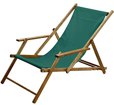 Jan Kurtz Maxx Deckchair Liegestuhl, dunkelgrün Bezug 100% Polyacryl BxHxT 64x98x112cm Gestell Teak massiv