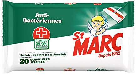 St Marc Paquet de 20 serpillieres jetables antibactériennes