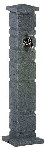 Wasserzapfstelle anthrazit Wasserentnahmestelle Romana black granit aus hochwertigem Kunststoff mit Wasserhahn. Die Wasserzufuhr erfolgt über ein handelsübliches Schlauchstecksystem auf der Rückseite