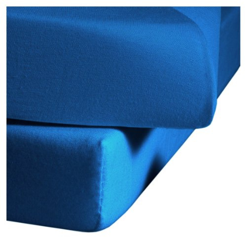 fleuresse Jenny C klassisches Jersey-Spannlaken, 100% Baumwolle, mit praktischem Rundumgummi, Fb. Meeresblau, Größe 120 x 200 cm, auch passend für 110/130 x 200