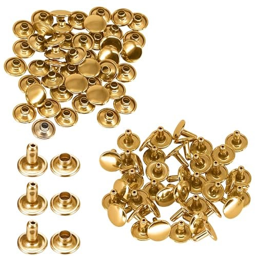 Trimming Shop Set di 100 pezzi 6 mm tubo doppio cappuccio rivetti Craftsman riparazione telaio chiodo - oro, 12 mm