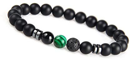 GD GOOD.designs Chakra Perlenarmband aus Onyx Natursteinperlen I Kugelarmband mit grüner Malachit Perle I Armband Männer (Gruen)