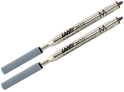 LAMY M16 2er Set Kugelschreiber-Großraummine aus Metall - Original Ersatzmine für alle Lamy Kugelschreiber Modelle - dokumentenecht - Strichbreite Mittel in Tintenfarbe schwarz