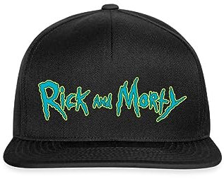 Spreadshirt Rick and Morty Serienlogo Typografie Snapback Cap, One Size, Schwarz/Schwarz