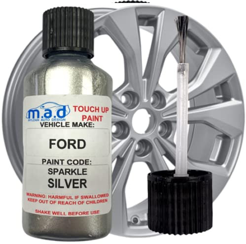 MYLDAN AUTO DESIGN FORD SPARKLE SILVER Touch-Up Paint for Alloy Wheel & Bodywork Repair - 30ml Paint with Brush for Curbing Scratches & Scuffs - Chip-Resistant