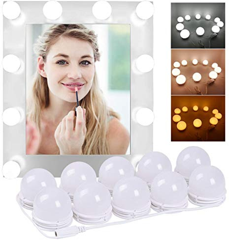 Trongle LED Vanity Mirror Lights Kit - Adjustable Hollywood Mirror Makeup Light with 5-Level Brightness Dimmable and Memory Function 15 FT for Make Up, Dressing Table Lights