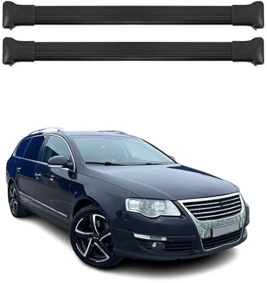 OMAC Aluminium Dachträger Querträger für VW Passat B6 Variant 2005-2010 – Max. 75 kg – 2 Stangen Schwarz